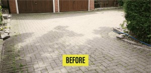 Outdoor surface before cleaning by Harcourt Exteriors