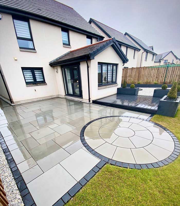 Completed porcelain patio by Harcourt Exteriors