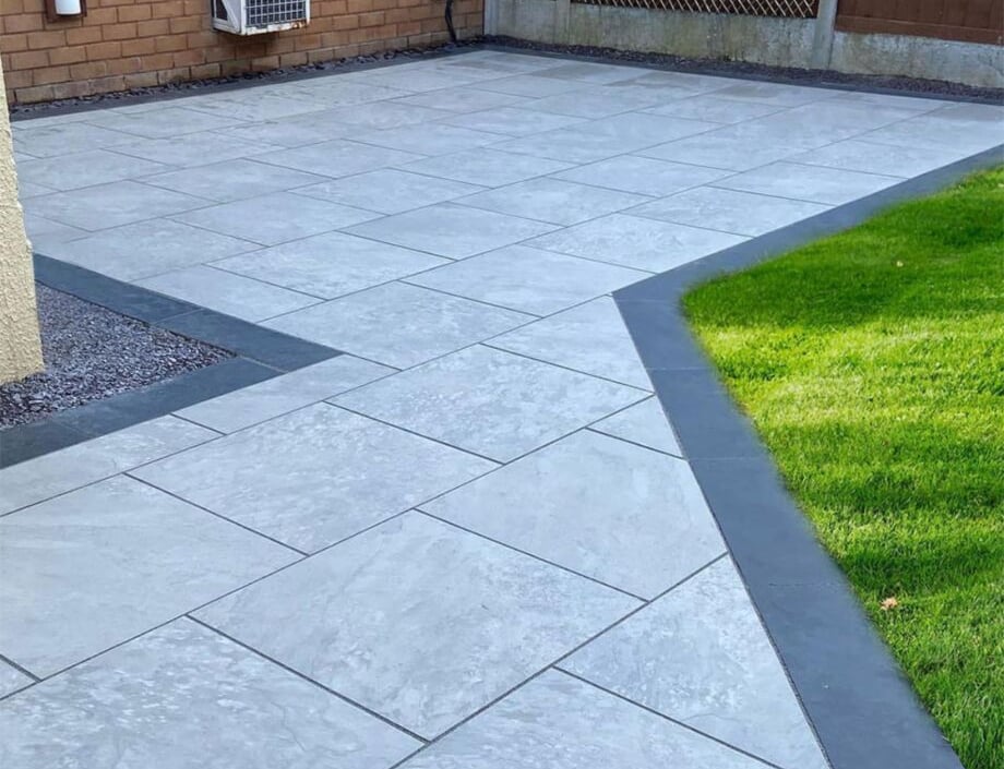 Porcelain paving finish installed by Harcourt Exteriors